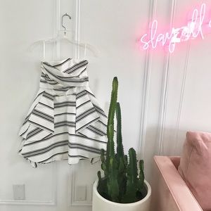 C/meo Night Tale Striped Black and White Dress
